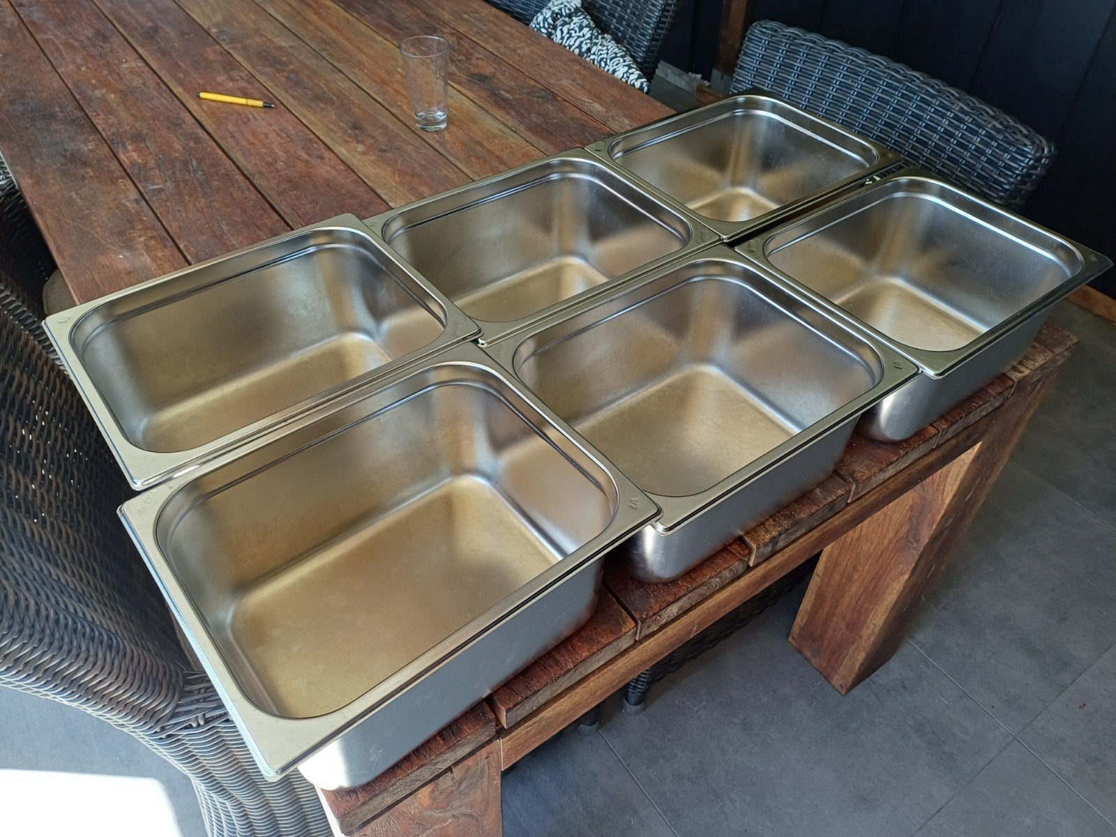 6x Nieuwe RVS Gastronormbakken 1/2 GN - 9,2 Liter, Ophalen of Verzenden, Gebruikt