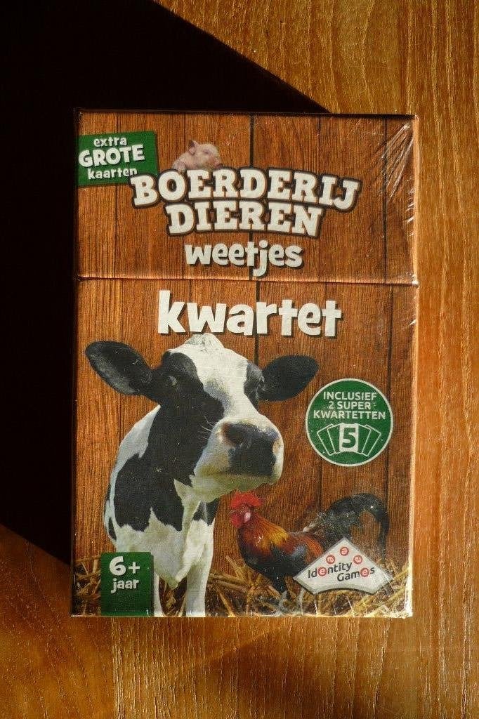 NIEUW '' BOERDERIJ DIEREN WEETJES '' Kwartet (grote kaarten), Een of twee spelers, Ophalen, Nieuw