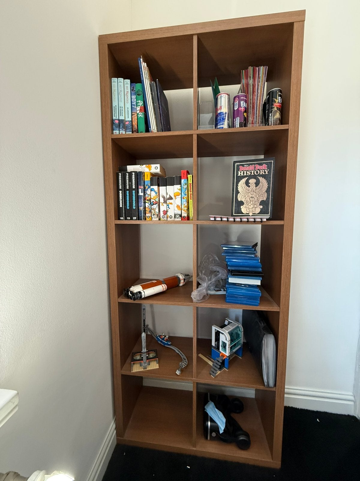 Robuuste IKEA EXPEDIT Kast (2x5 vakken) – Eiken / Houtkleur, Ophalen, Met plank(en), 50 tot 100 cm, Zo goed als nieuw