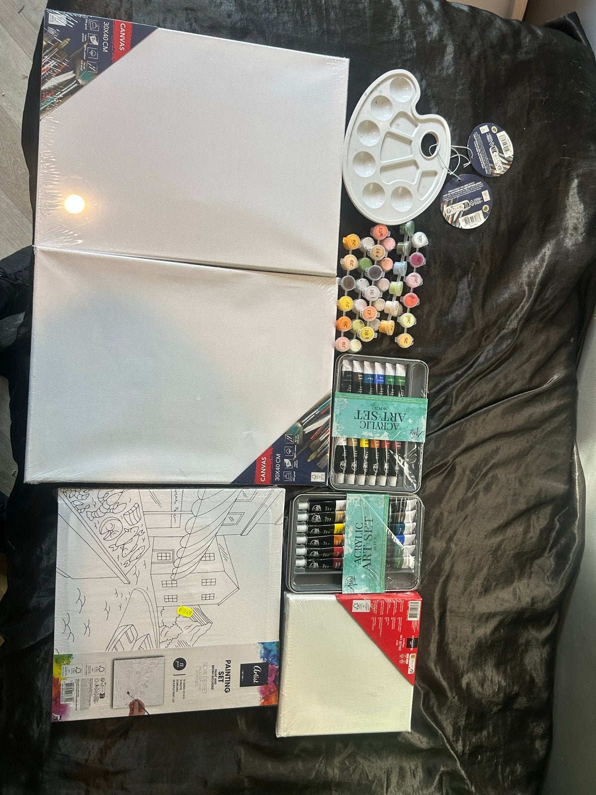 Complete Schilderpakket: Doeken, Verf, Palet & Meer, Ophalen of Verzenden, Nieuw, Acrylverf