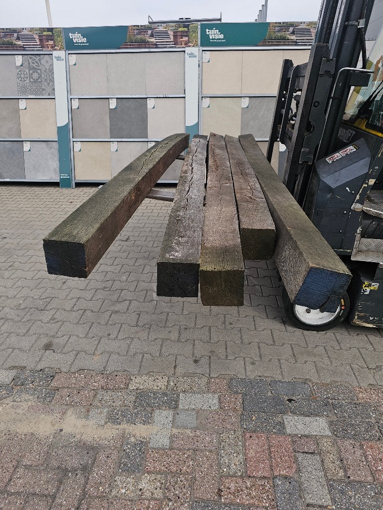 eiken balken 4x 3m en 1x 2.5m, Ophalen, Gebruikt, Minder dan 25 mm, Eiken