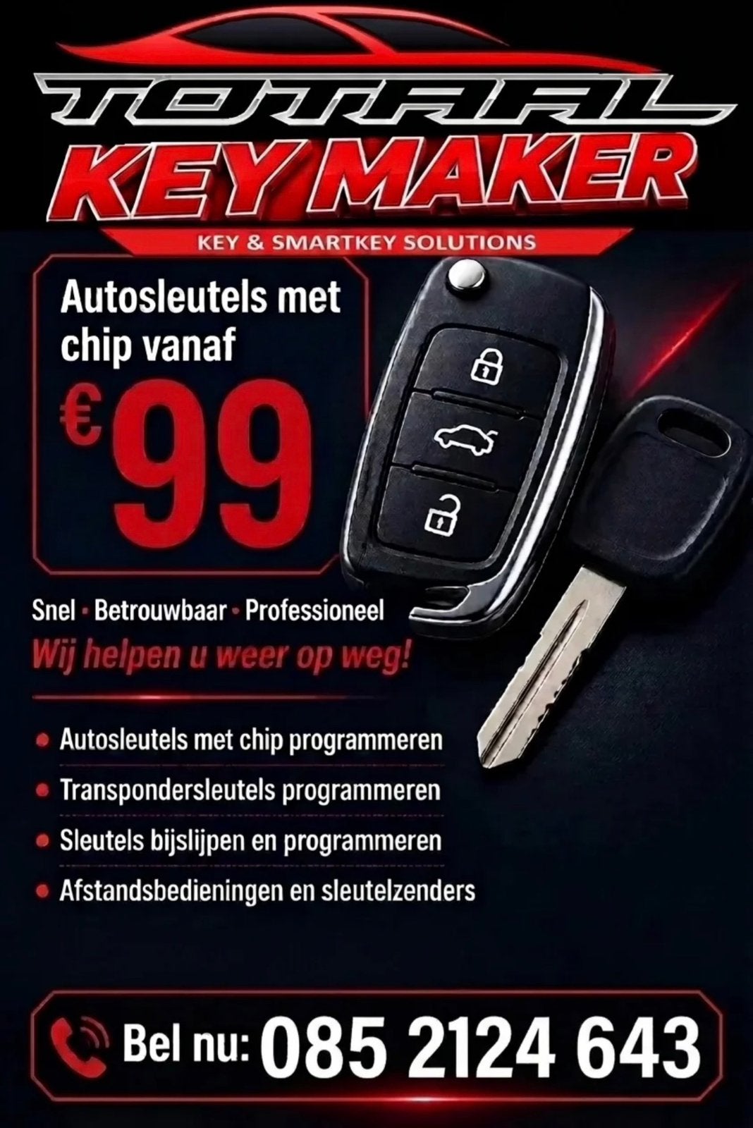 Autosleutel met chip of smartkey bijmaken?, Ophalen of Verzenden, Nieuw