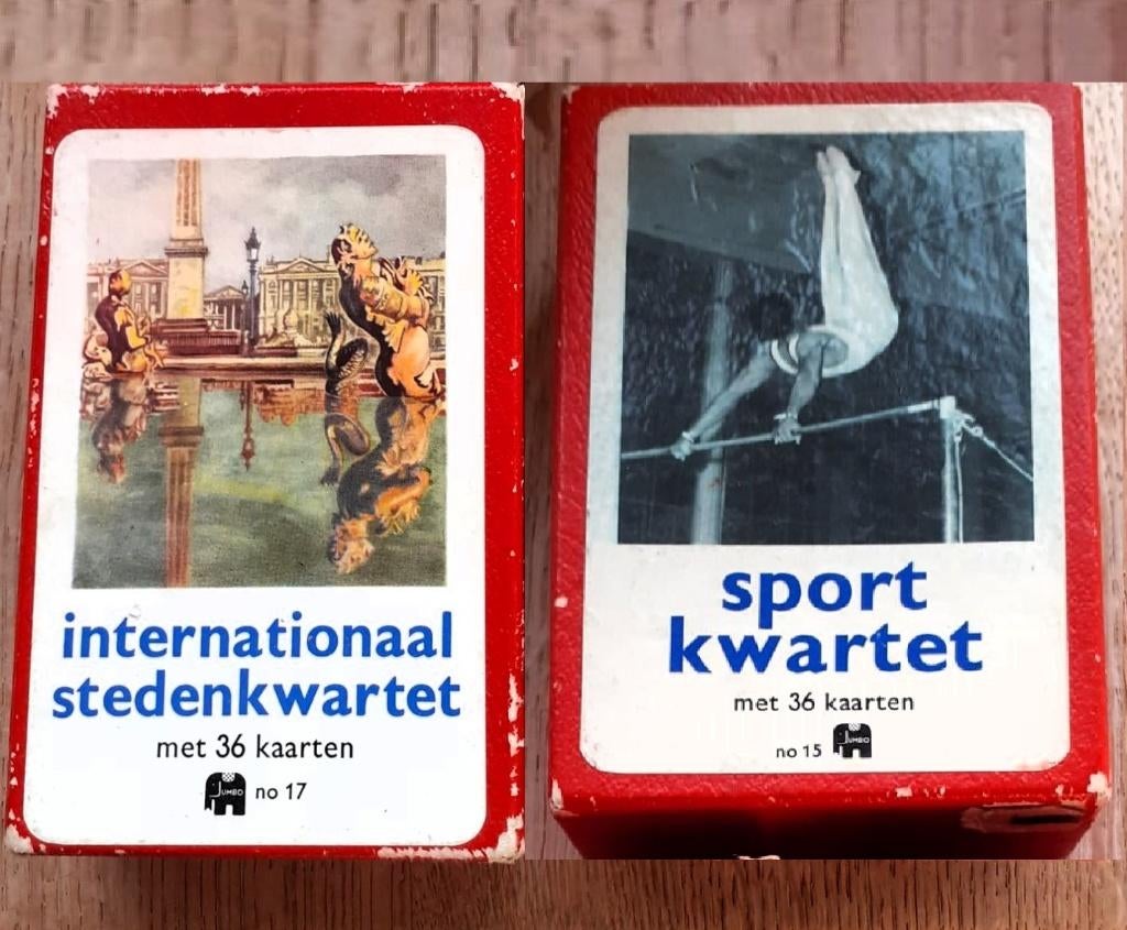 2 kwartetspellen (internationale steden en sport), Verzamelen, Speelkaarten, Jokers en Kwartetten, Gebruikt, Kwartet(ten), Ophalen