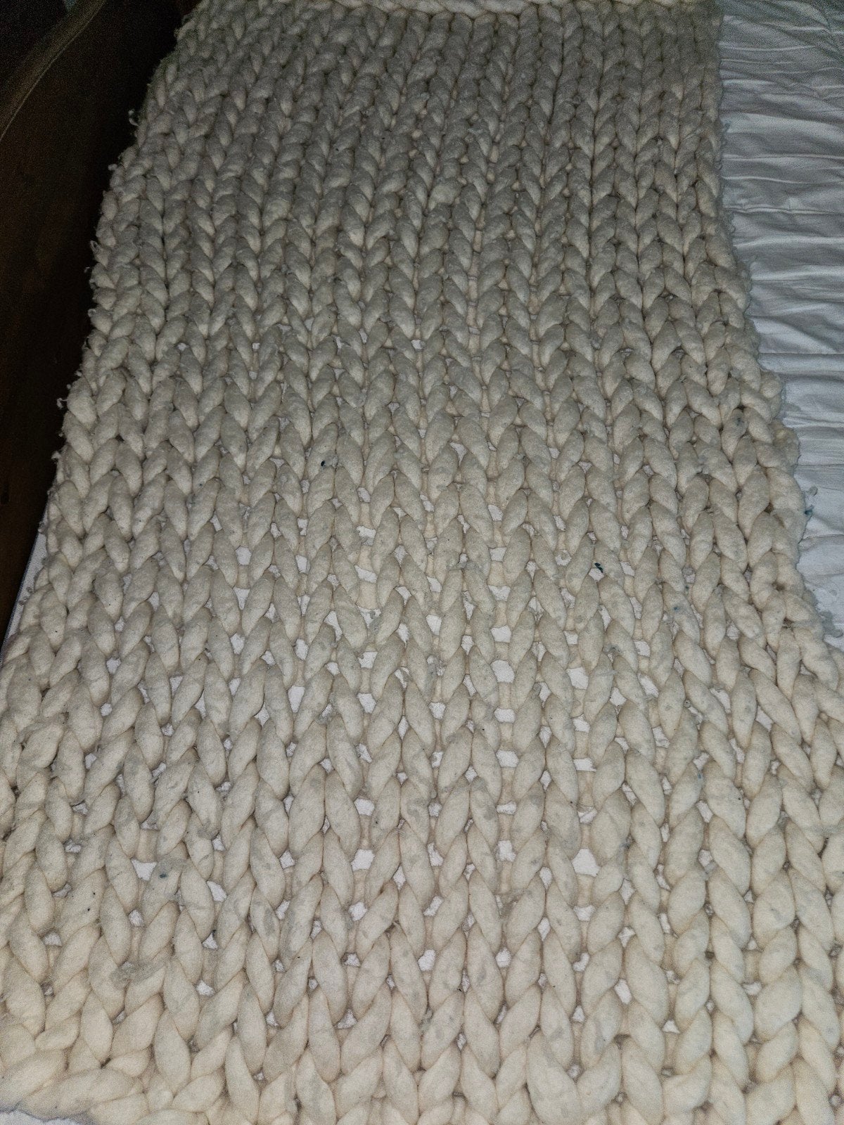 Grof gebreid plaid/deken Vacht Van Vilt 150/75, Huis en Inrichting, Woonaccessoires | Kussens, Ophalen of Verzenden, Gebruikt
