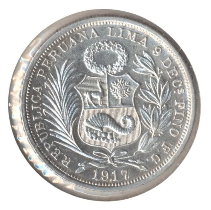 Peru 1/2 Sol 1917, Ophalen of Verzenden, Zuid-Amerika, Losse munt, Zilver
