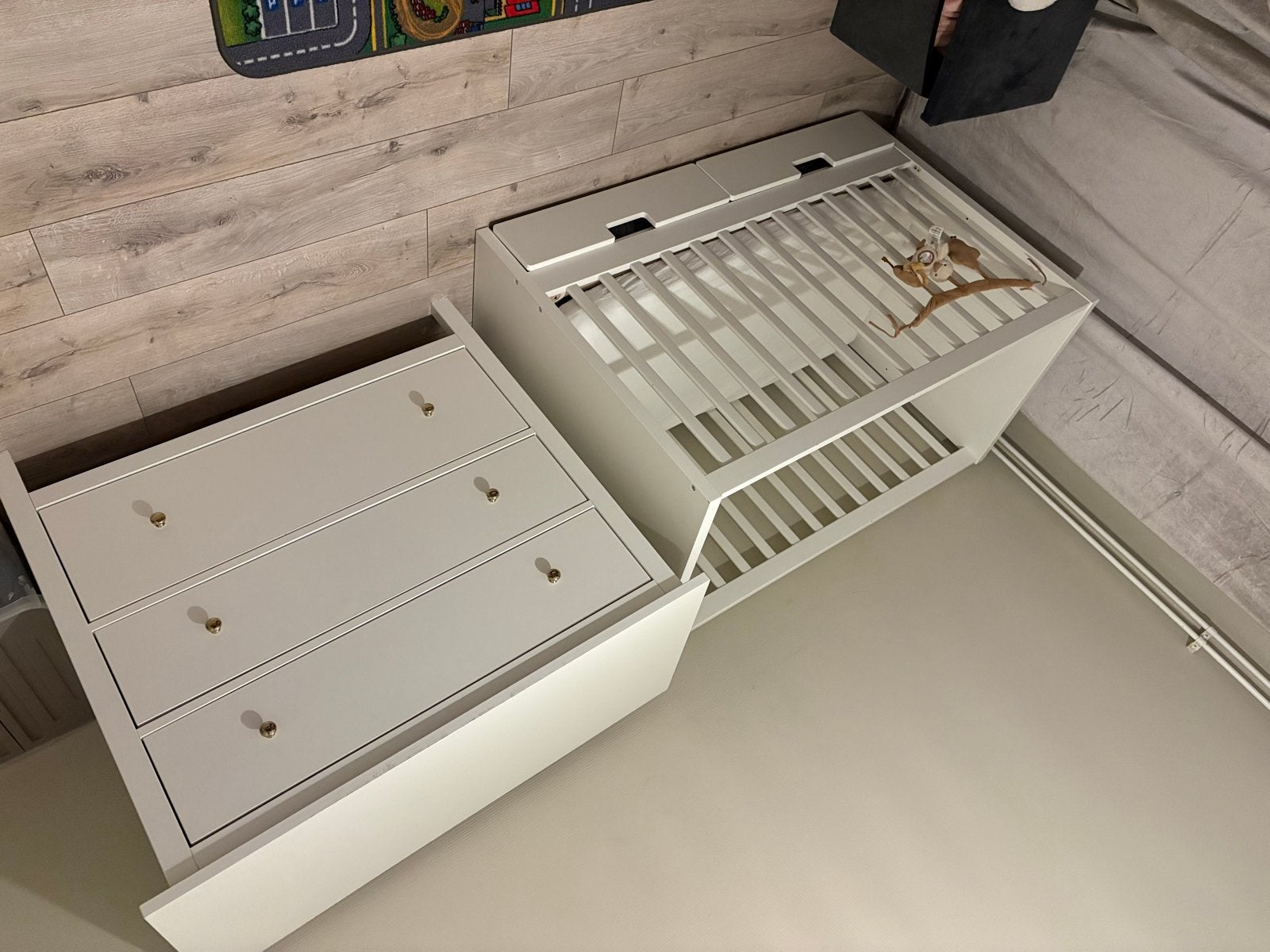 Wit ledikant met lades en commode, Ophalen, Gebruikt, Ledikant