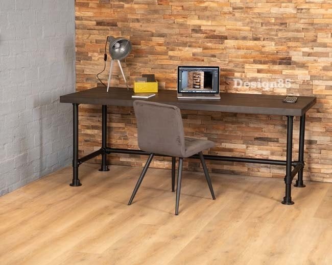 Industrieel bureau met steigerbuis onderstel, Huis en Inrichting, Bureaus, Zwart, 160 cm, Metaal, Kinderbureau
