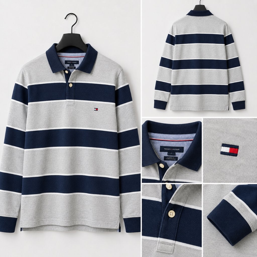 Tommy Hilfiger Polo -XL- Lange Mouwen Gestreepte Shirt, Tommy Hilfiger, Maat 56/58 (XL), Ophalen of Verzenden, Zo goed als nieuw