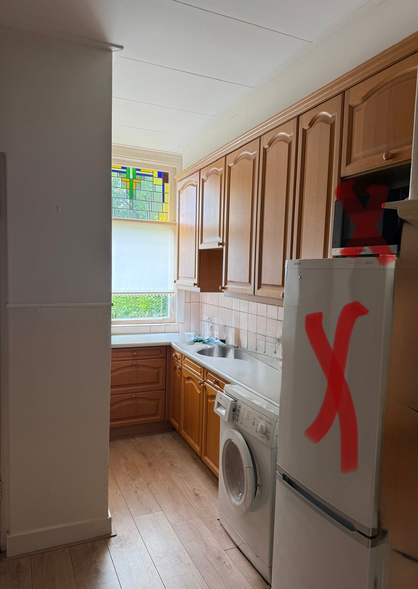 Oude keuken/ kastjes/ werkblad en een oude wasmachine, Huis en Inrichting, Keuken | Complete keukens, Ophalen, Gebruikt