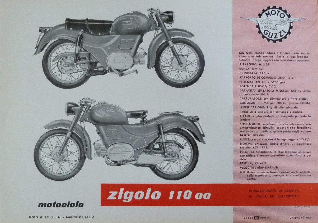 Folder MOTO GUZZI Zigolo 110CC 1959, Motoren, Handleidingen en Instructieboekjes, Moto Guzzi, Ophalen of Verzenden