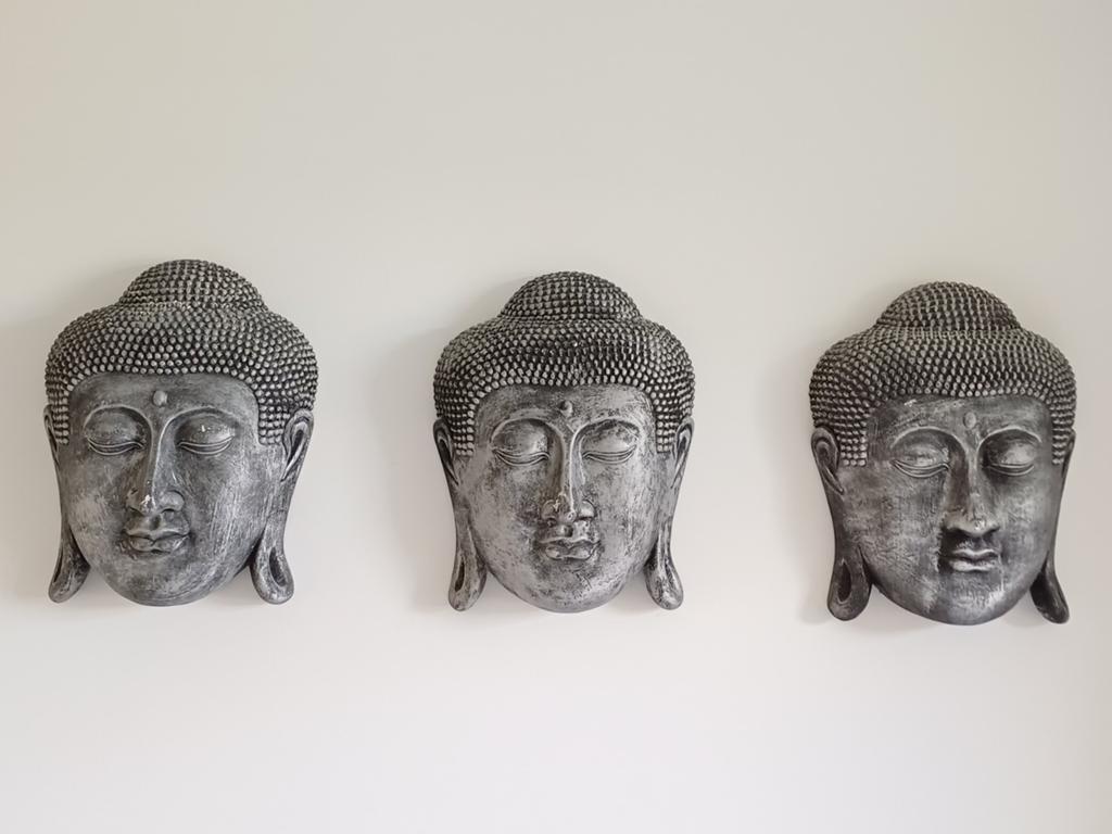 Set van 3 Boeddha Hoofden Wanddecoratie, Ophalen of Verzenden, Gebruikt
