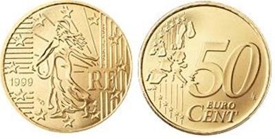 Franse 50 eurocent munt 1999, Postzegels en Munten, Ophalen of Verzenden, Frankrijk, 50 cent, Losse munt