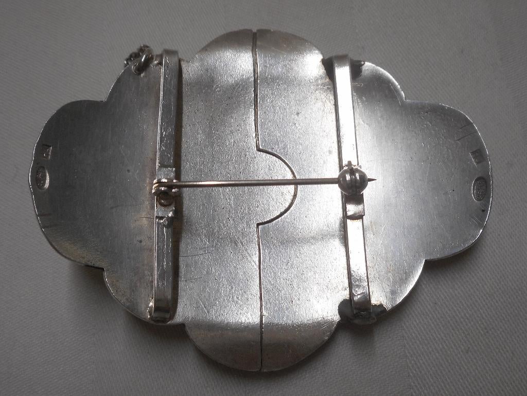 Bijzondere zilveren Russische Niello dolk riemgesp nr.453, Verzenden, Zilver, Broche
