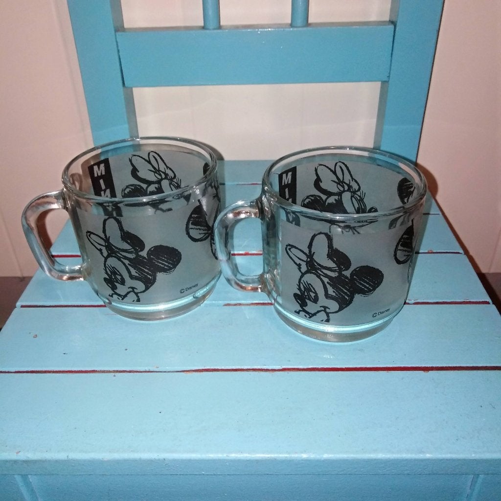Minnie Mouse glazen 3 stuks, Verzamelen, Ophalen, Mickey Mouse, Gebruikt, Servies