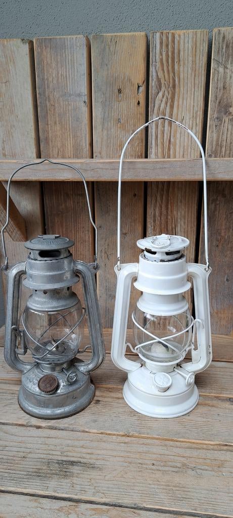 2 vintage olielampen, stormlamp, lantaarn, Ophalen of Verzenden, Gebruikt
