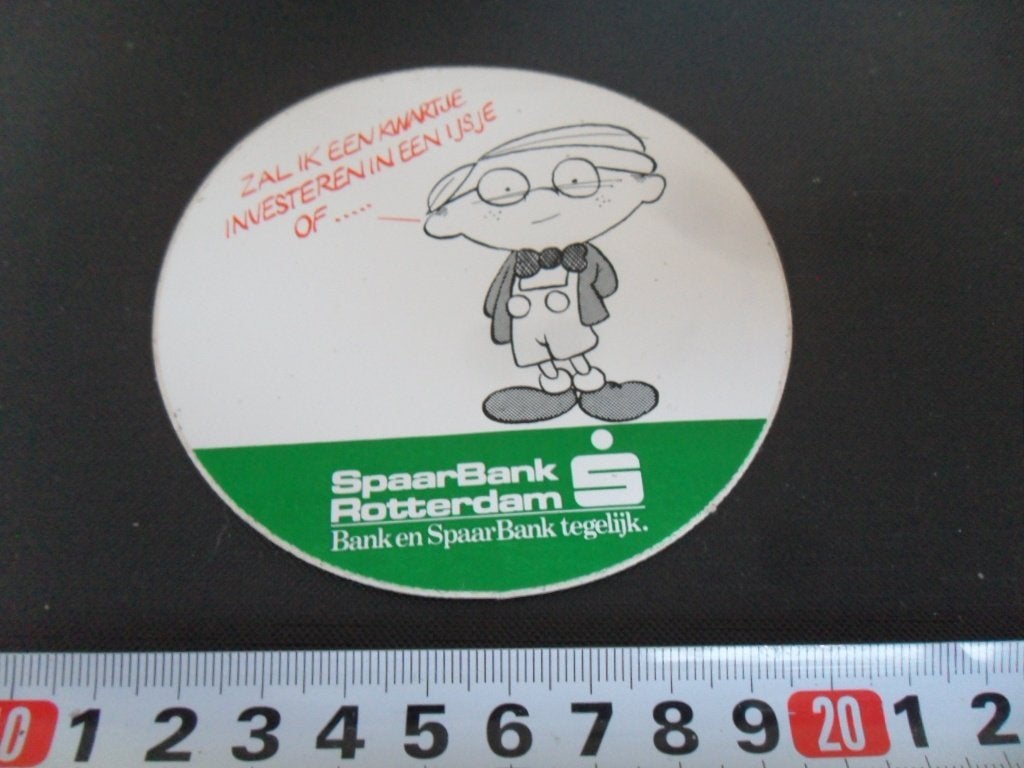 sticker Rotterdam SpaarBank zal ik een kwartje investeren in, Verzamelen, Ophalen of Verzenden, Zo goed als nieuw