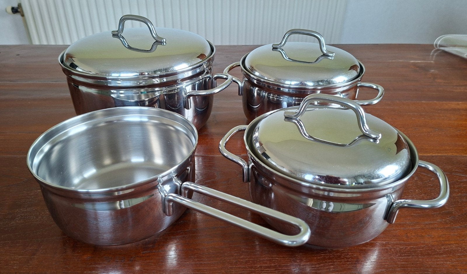 Pannenset BK, ook voor inductie, 2x 17, 19 en 23 cm, Ophalen, Rvs, Pannenset