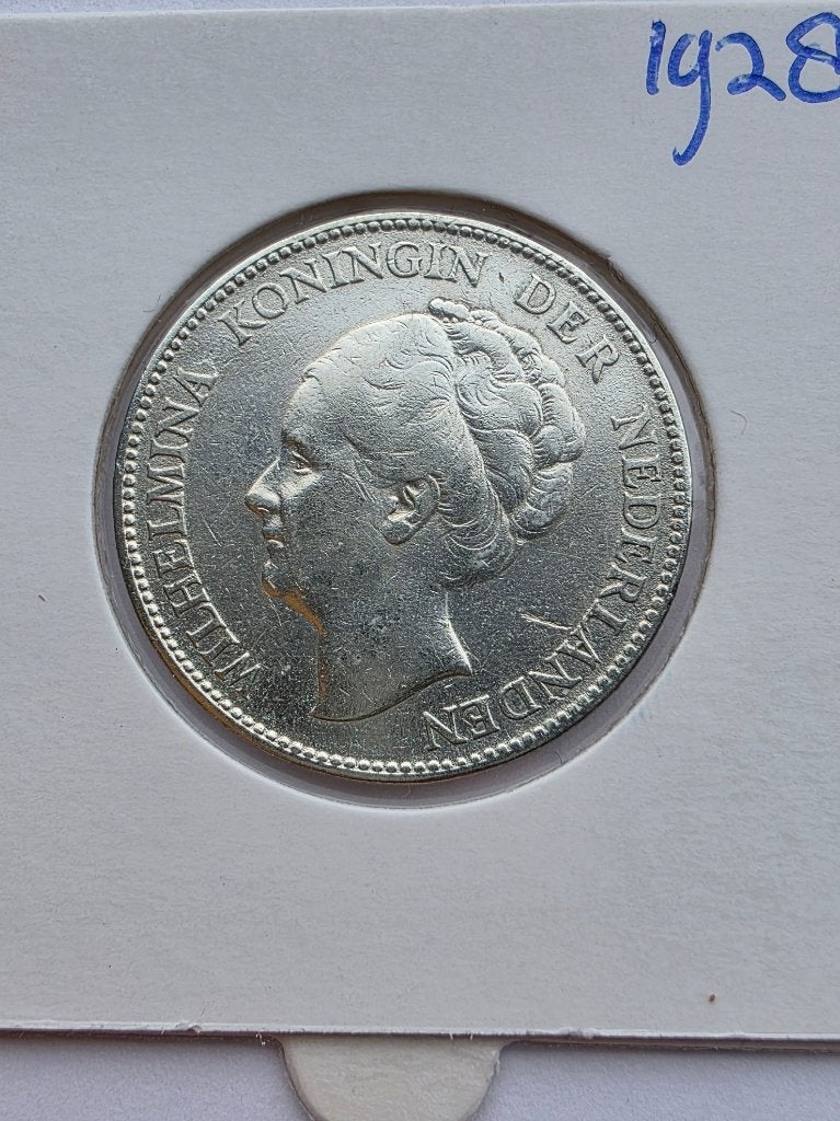 1 GULDEN 1928, 1 gulden, Zilver, Ophalen of Verzenden, Koningin Wilhelmina