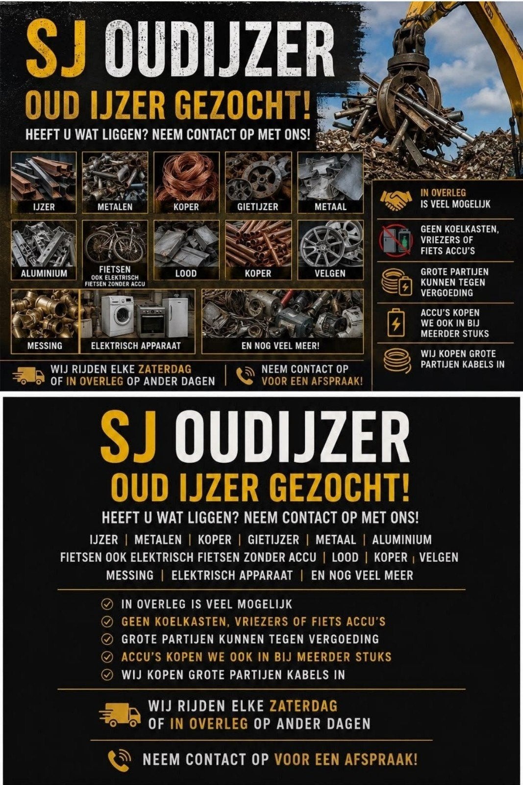 SJ OUDIJZER HAALT GRATIS OUDIJZER OP, Ophalen of Verzenden