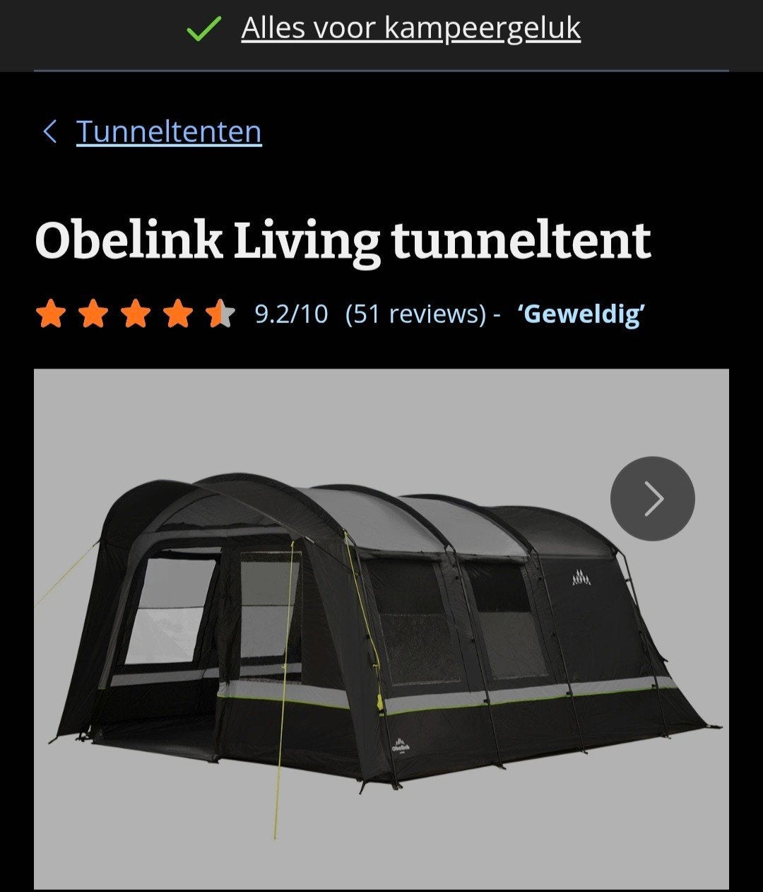 Obelink Living tunneltent - Zo goed als nieuw!, Ophalen, Zo goed als nieuw, Tot en met 4