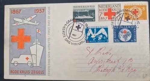 Nederland 1957 - FDC E31 - 90 Jaar Nederlandse Rode Kruis, Verzenden, Na 1940