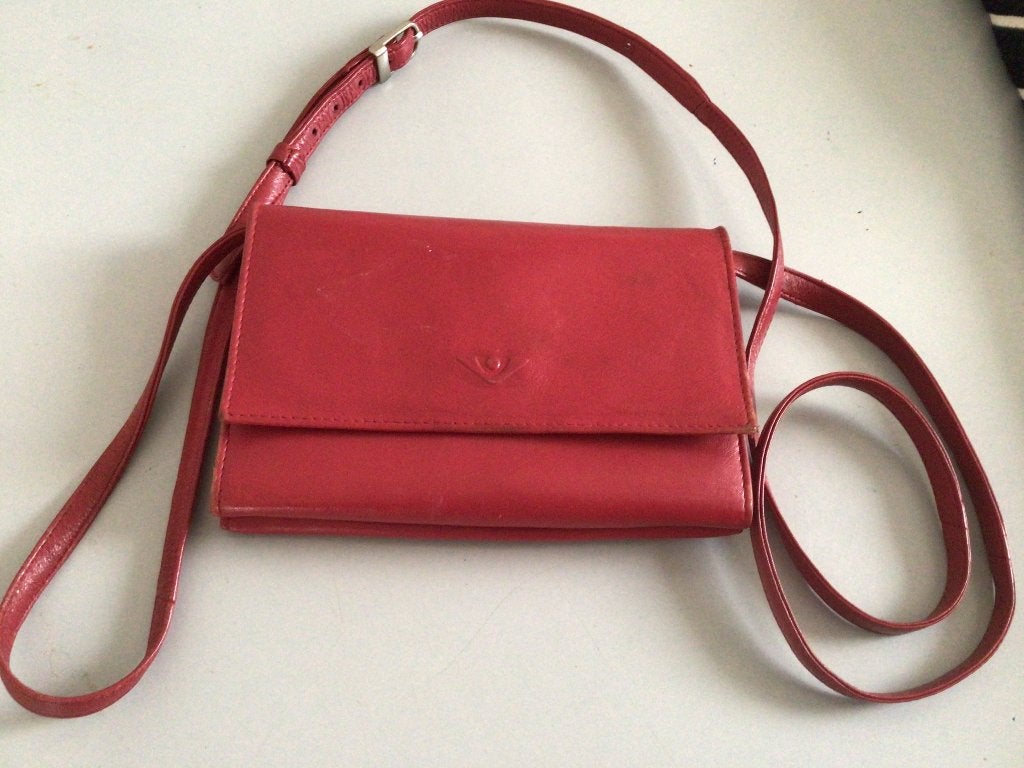 VOI, rood leren schoudertasje,telefoontasje, Ophalen, Gebruikt, Rood, Schoudertasje