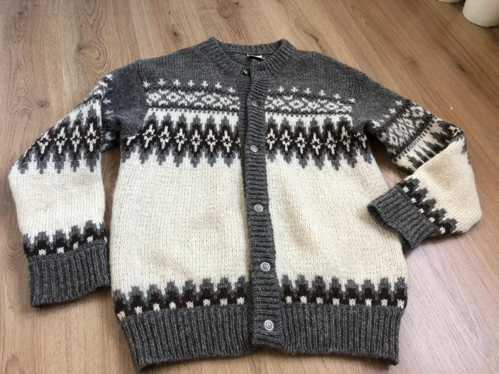 Scandia Deens wol wollen vest 52 grijs roomwit, Maat 42/44 (L), Ophalen of Verzenden, Zo goed als nieuw, X