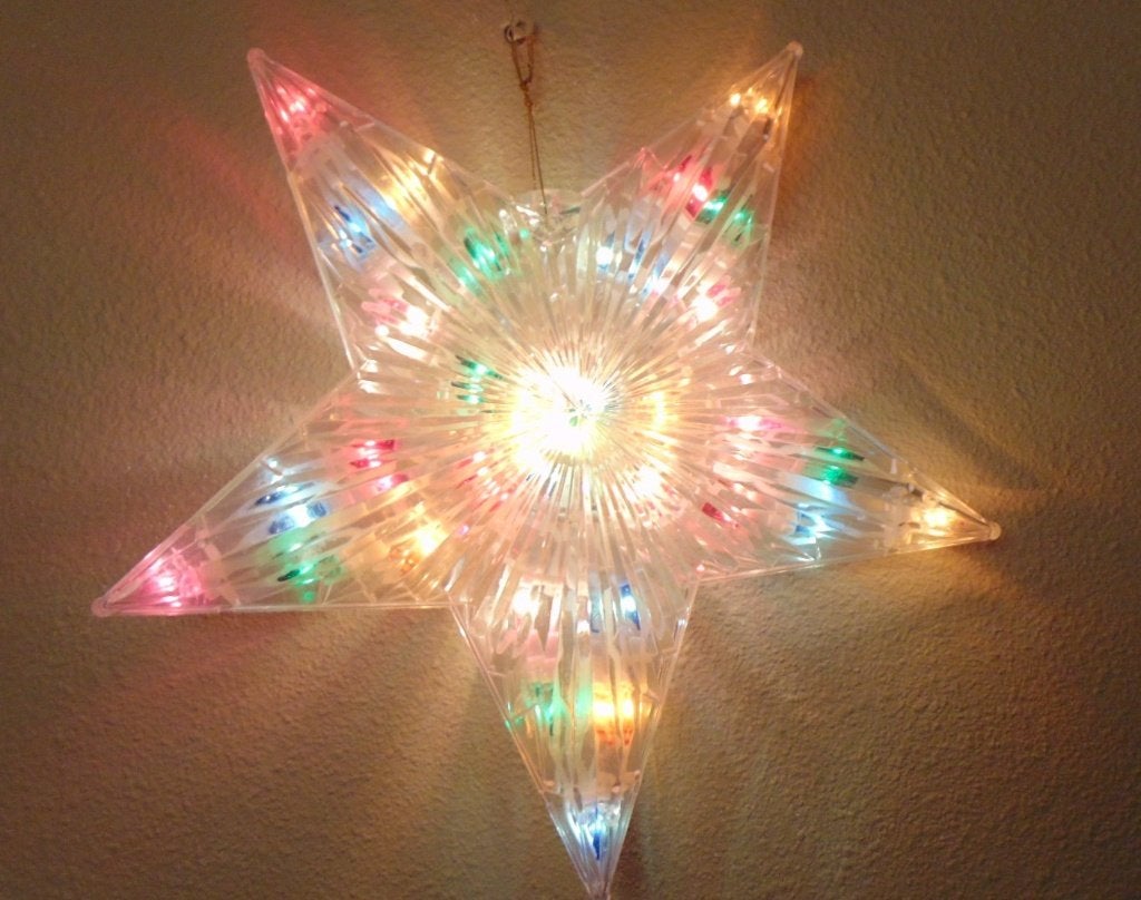 Vintage raam vensterlicht Kerstster, Diversen, Ophalen of Verzenden, Gebruikt