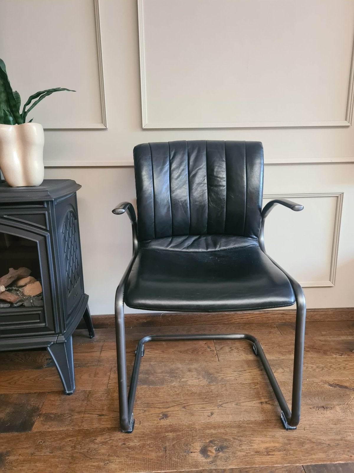 6 Eleonora leren eetkamerstoelen Alex, Ophalen, Gebruikt, Zwart, Leer