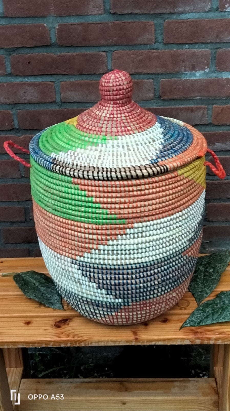 Handgemaakte rieten mand uit Afrika 48x32cm, Ophalen of Verzenden