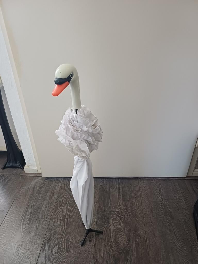 Paraplu met zwanenhoofd, Sieraden, Tassen en Uiterlijk, Paraplu's, Gebruikt, Wit, Ophalen of Verzenden