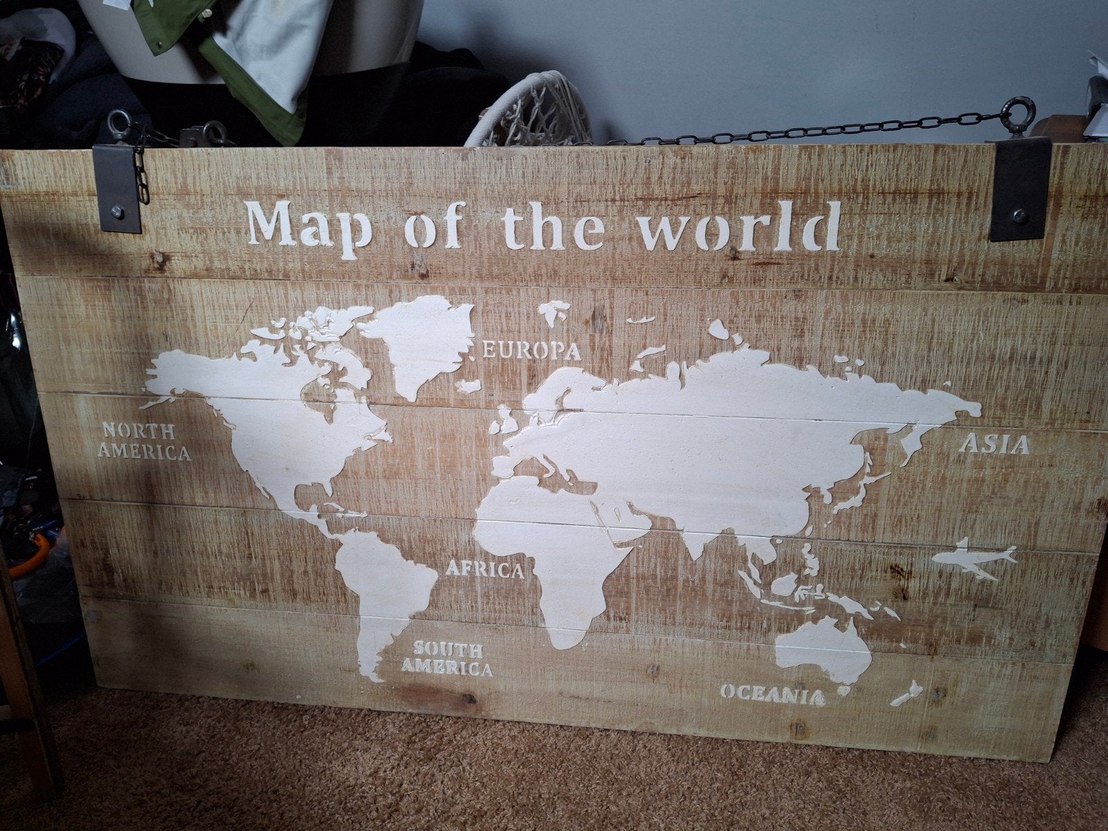 Houten Wereldkaart Wanddecoratie - Vintage Stijl, Ophalen, Gebruikt, Hout, Vintage