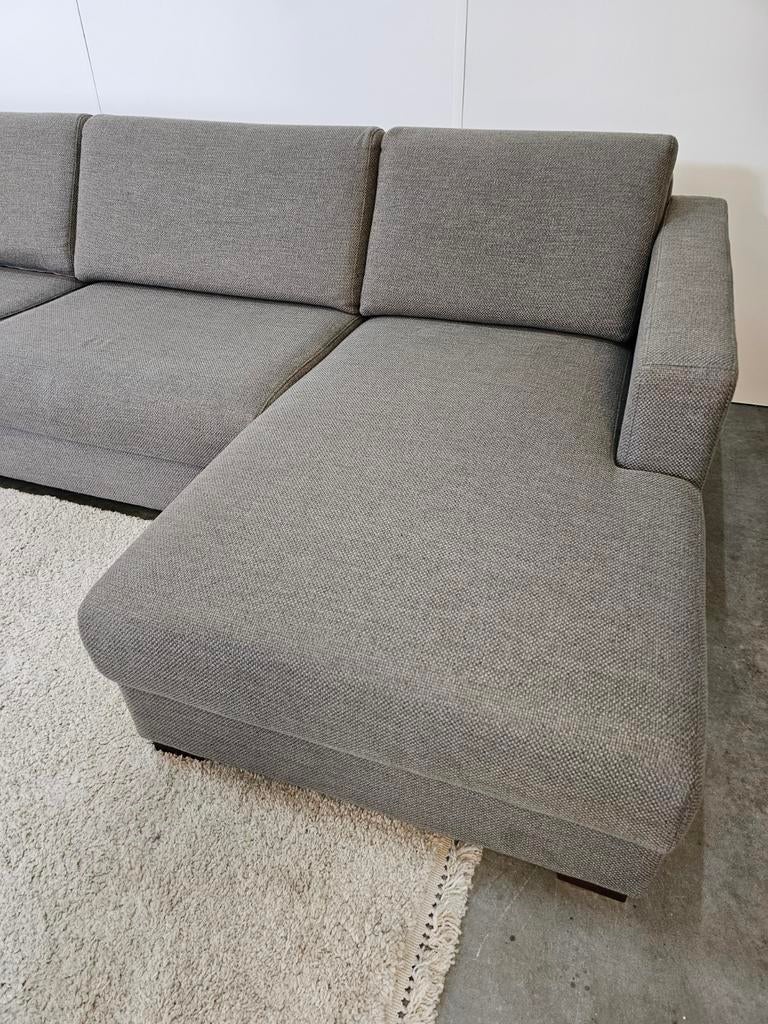 Hoekbank Met Lounge Grijs Stof - Professioneel Gereinigd, Ophalen of Verzenden, Tweelingenlaan 106, Stof, Nijhof Brothers Furniture