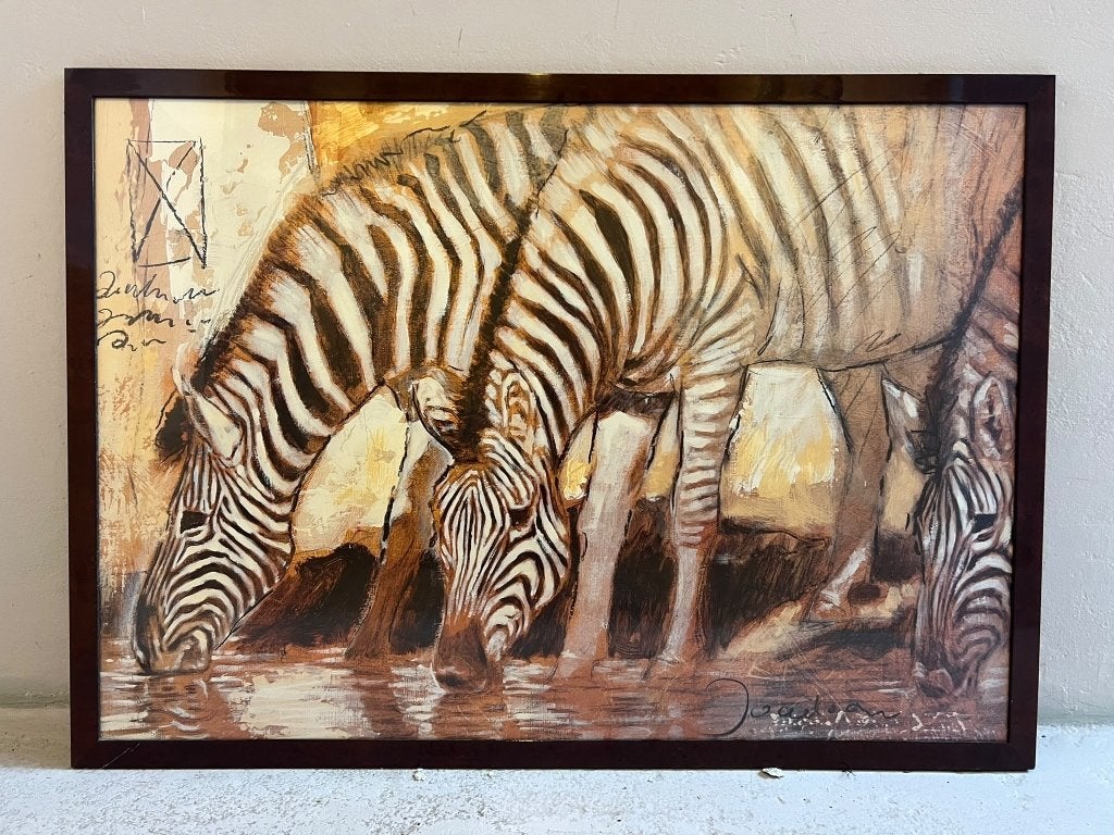 Schilderij, Antiek en Kunst, Ophalen, Achter glas, Dieren
