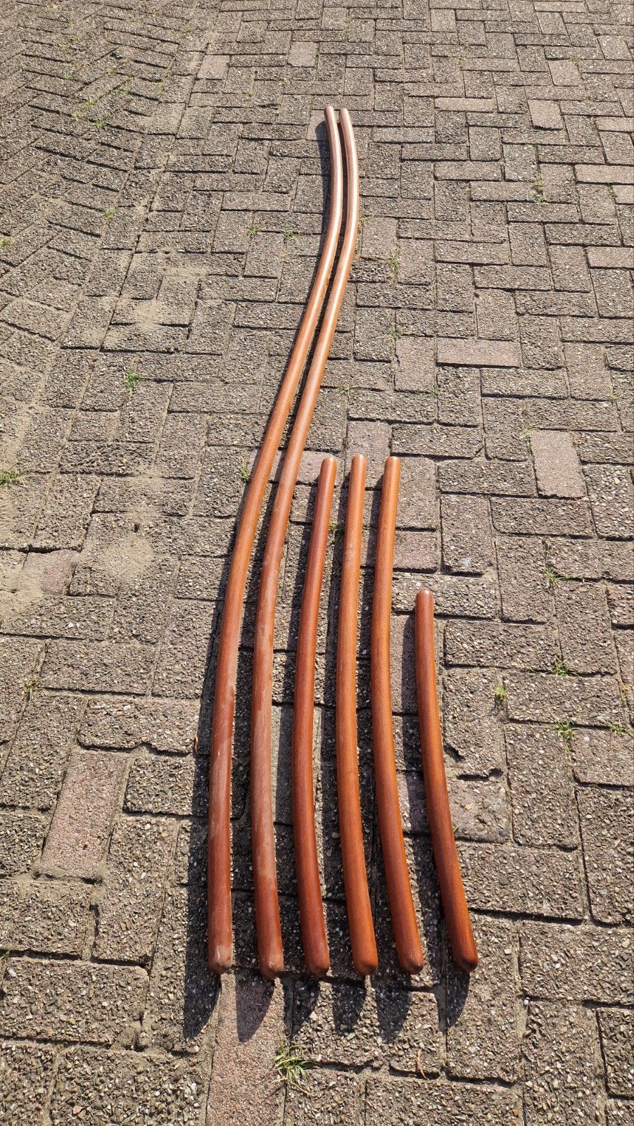Set gekromde houten trapleuningen - donker roodbruin, Doe-het-zelf en Verbouw, Ladders en Trappen, Ophalen