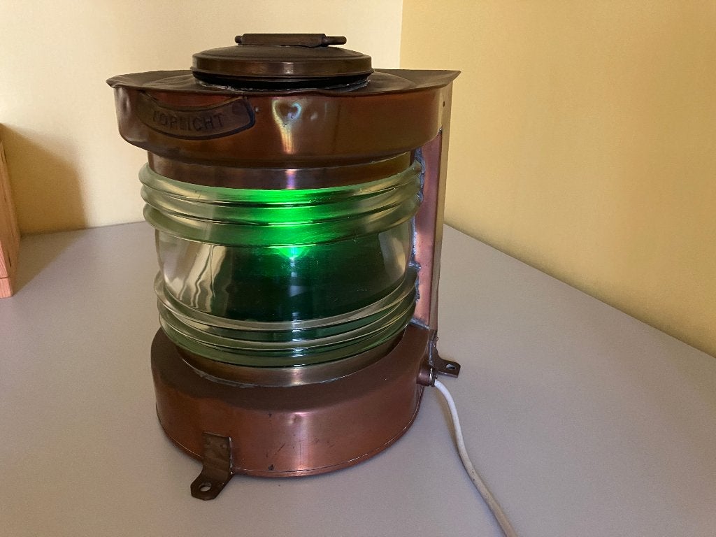 Antieke koperen scheepslamp lamp in goede staat, Ophalen of Verzenden