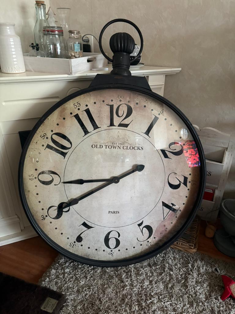 Grote stationsklok diameter 89cm, Huis en Inrichting, Woonaccessoires | Klokken, Ophalen, Analoog, Wandklok