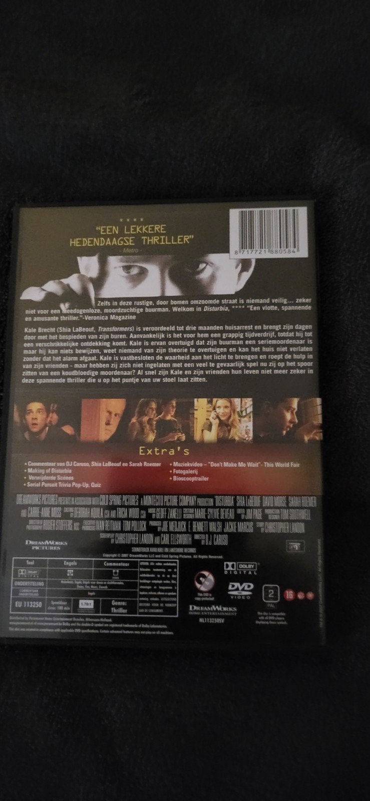 Disturbia DVD - Spannende Hedendaagse Thriller, Vanaf 16 jaar, Nederlands, Ophalen of Verzenden, Psychologische thriller