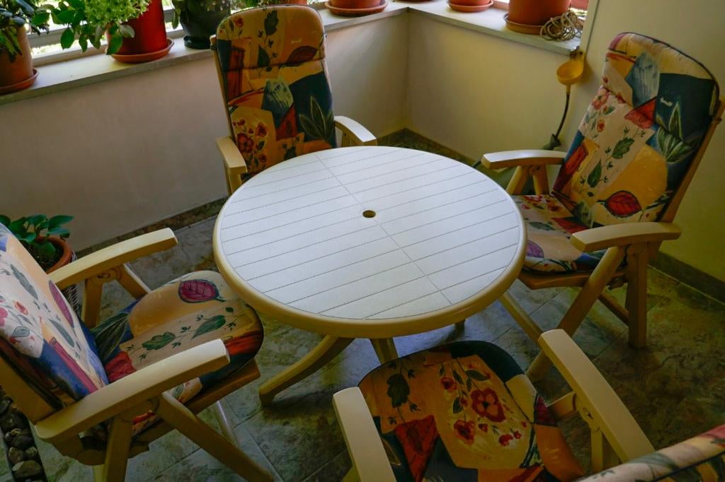 Hartman Prestige Selection Tuinset met 4 inklapbare stoelen, Ophalen, 4 zitplaatsen, Kunststof, Zo goed als nieuw