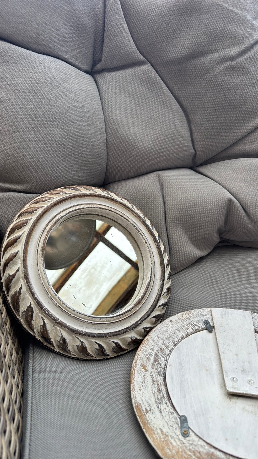 Sober landelijke spiegels, Huis en Inrichting, Minder dan 50 cm, Rond, Ophalen of Verzenden, Zo goed als nieuw