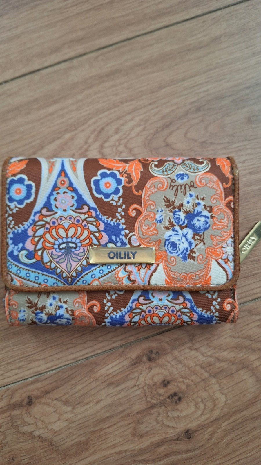 Oilily portemonnee met kleurrijke print, Sieraden, Tassen en Uiterlijk, Portemonnees, Ophalen of Verzenden, Nieuw, Bruin, Oilily