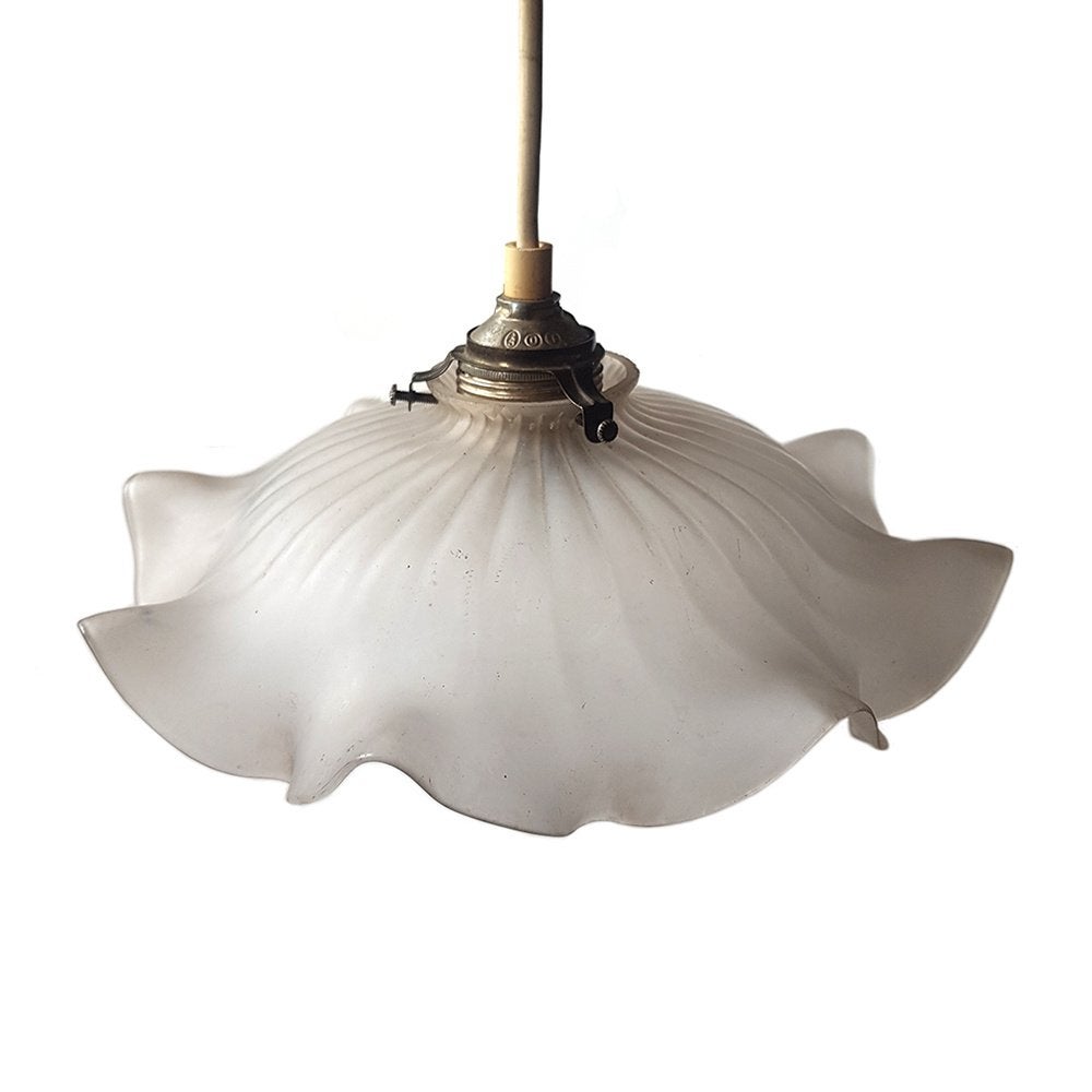 Franse Art Nouveau hanglamp - melkglas, Gebruikt, -, -, Vintage