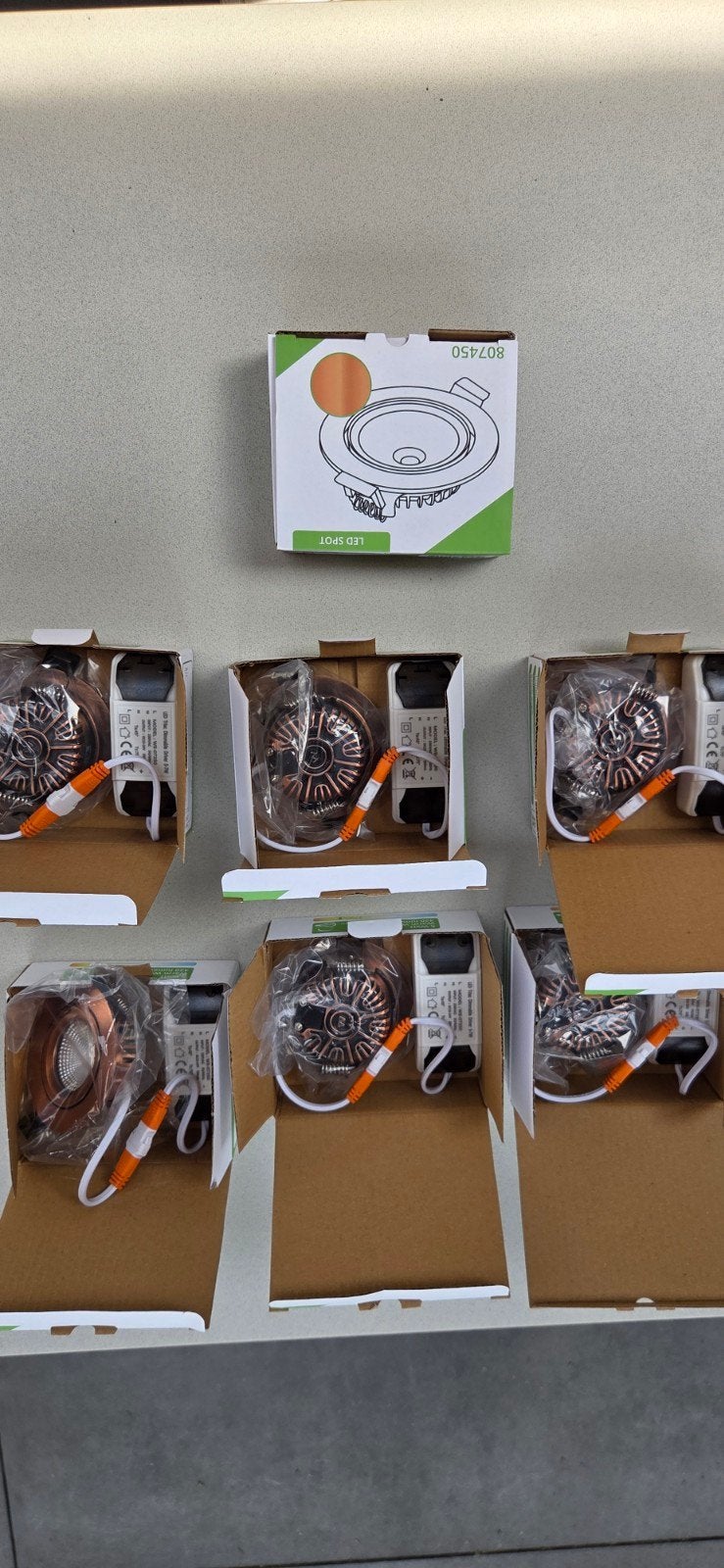 7 Nieuwe LED Inbouwspots 5W Warm Wit 2700K - Koperkleurig, Ophalen of Verzenden, Nieuw, Plafondspot of Wandspot