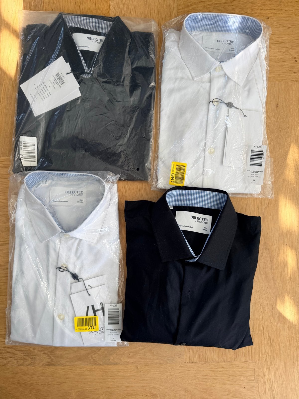 Nieuwe Selected Homme overhemden (wit en zwart) mt M en L, Ophalen of Verzenden, Nieuw, Wit, Halswijdte 39/40 (M)