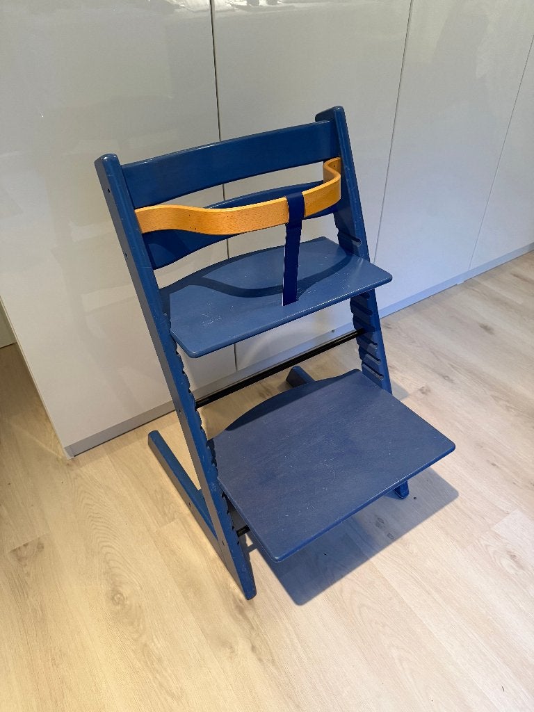 Stokke Tripp Trapp kinderstoel blauw, Ophalen, Gebruikt, Meegroeistoel