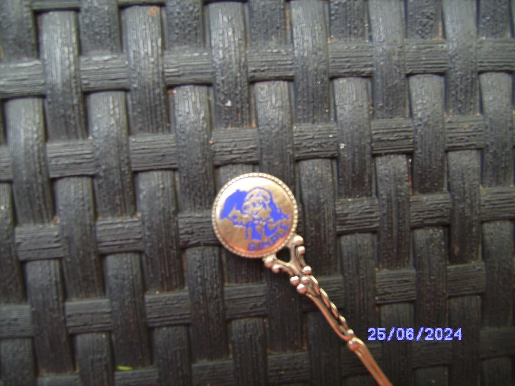 Lepeltje SIMPLEX fietsenmerk emaille blauw jongen meisje sie, Ophalen of Verzenden, Gebruikt