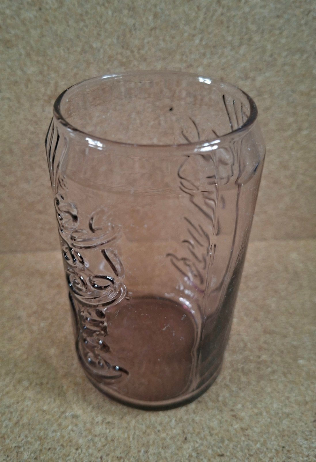 Vintage  Retro Coca-Cola Glas - Paars/Amber kleurig, Verzamelen, Ophalen of Verzenden, Zo goed als nieuw, Frisdrankglas