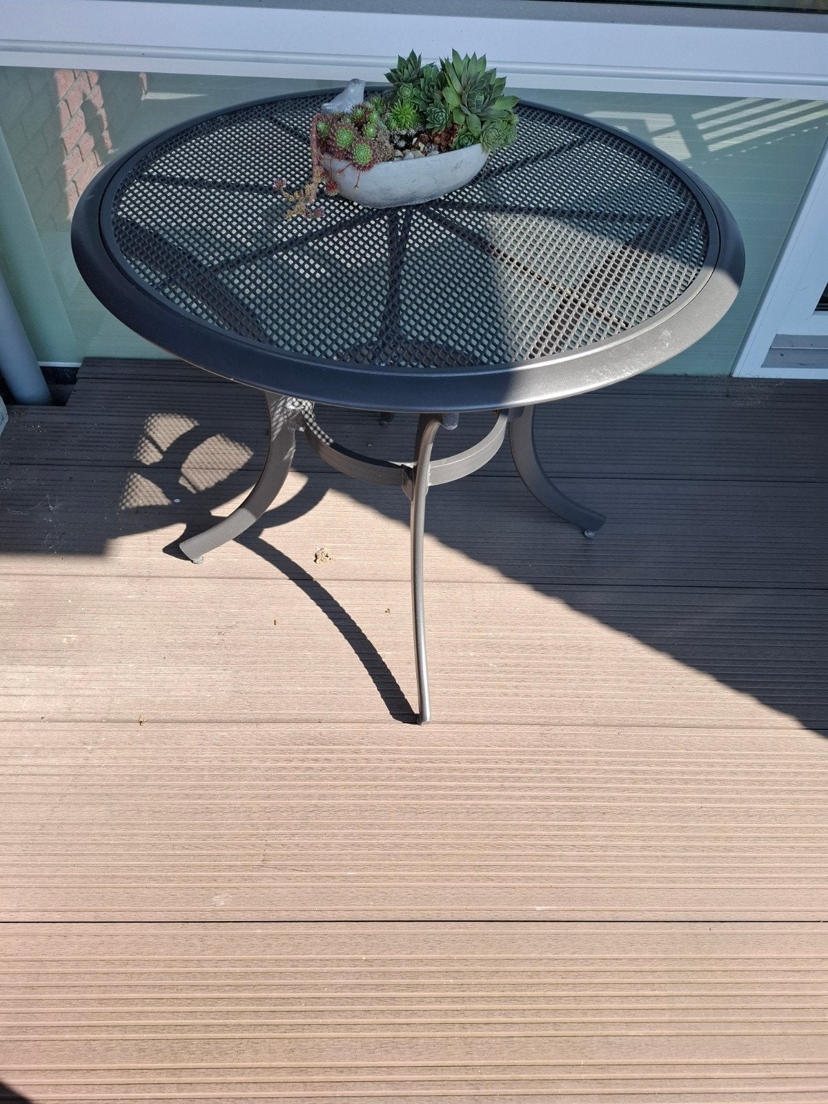 Ronde metalen tuintafel / bistrotafel Ø84 cm – antraciet, Ophalen, Gebruikt, Rond, Metaal
