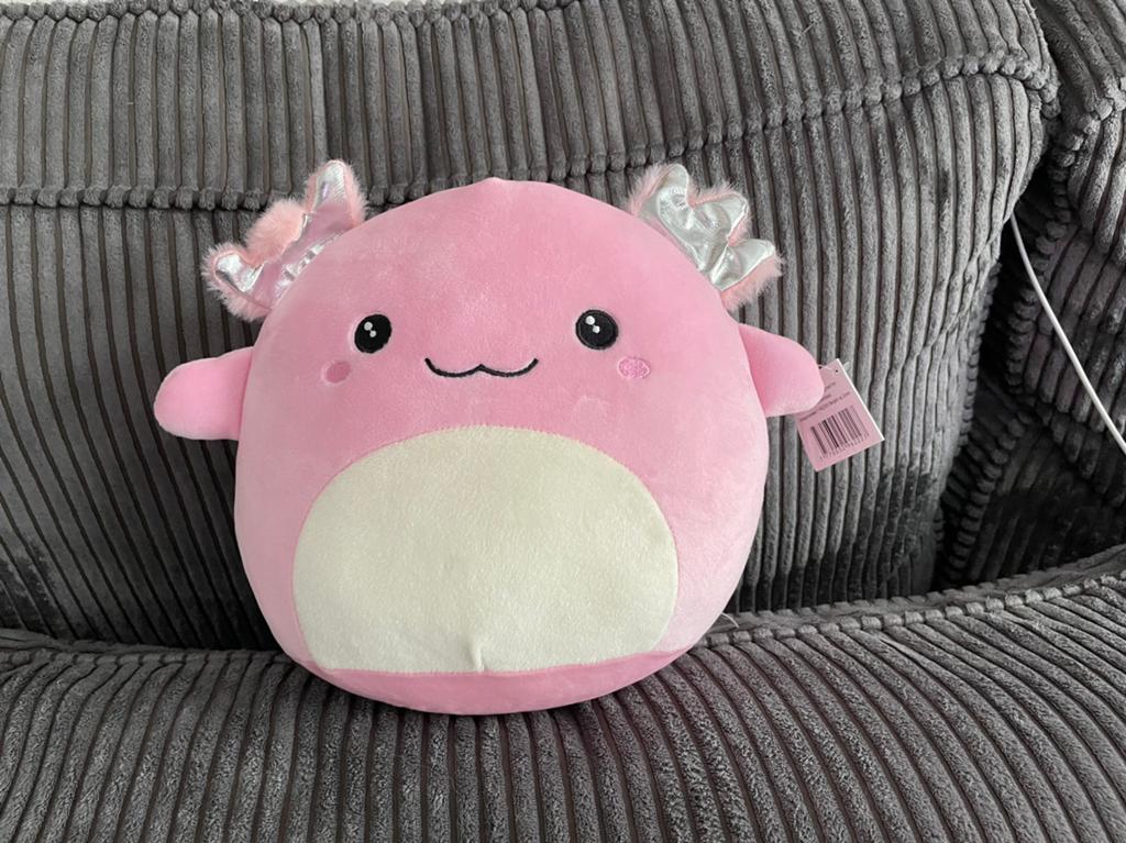 Leuke roze zachte knuffel van een oxolotl, Overige karakters, Overige typen, Ophalen of Verzenden, Middelgroot (20 tot 80 cm)