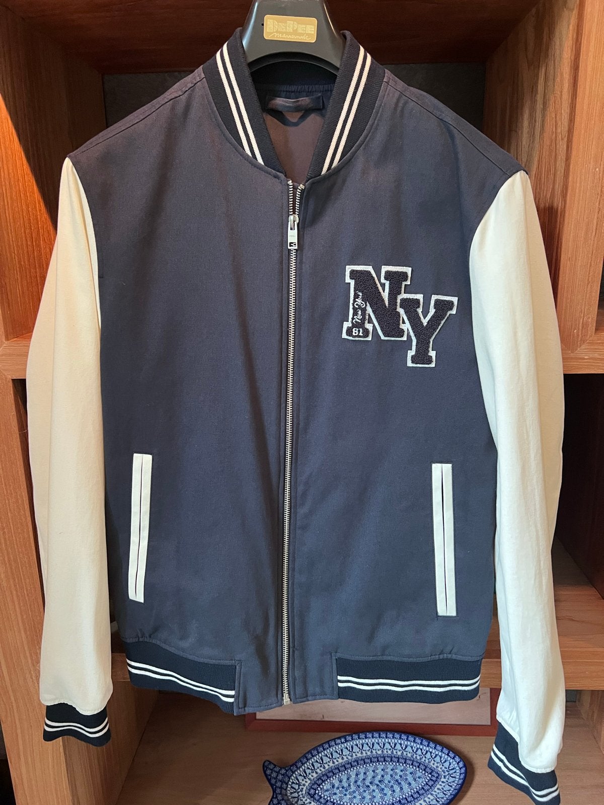 Heren baseball jack van katoen - Maat M - Nieuwstaat, Ophalen of Verzenden, Nieuw, Maat 48/50 (M), Blauw